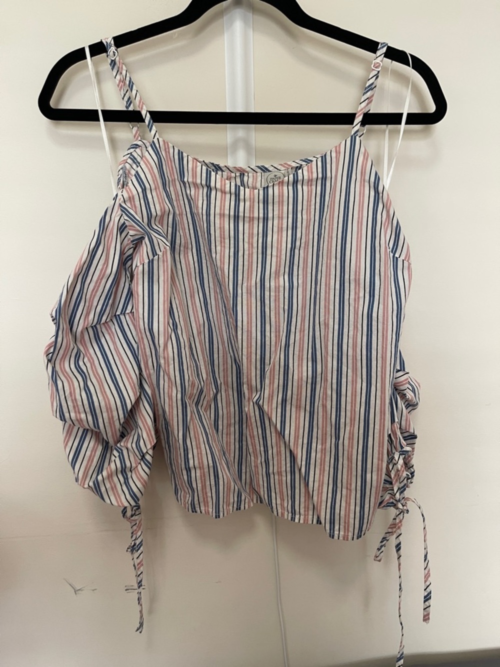 Paper Crane Striped Cold-Shoulder Camisole in Blue & Pink
